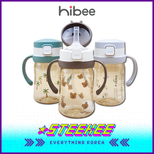 Hibee八重防护PPSU一键开合吸管杯2件套闪奇韩国4322