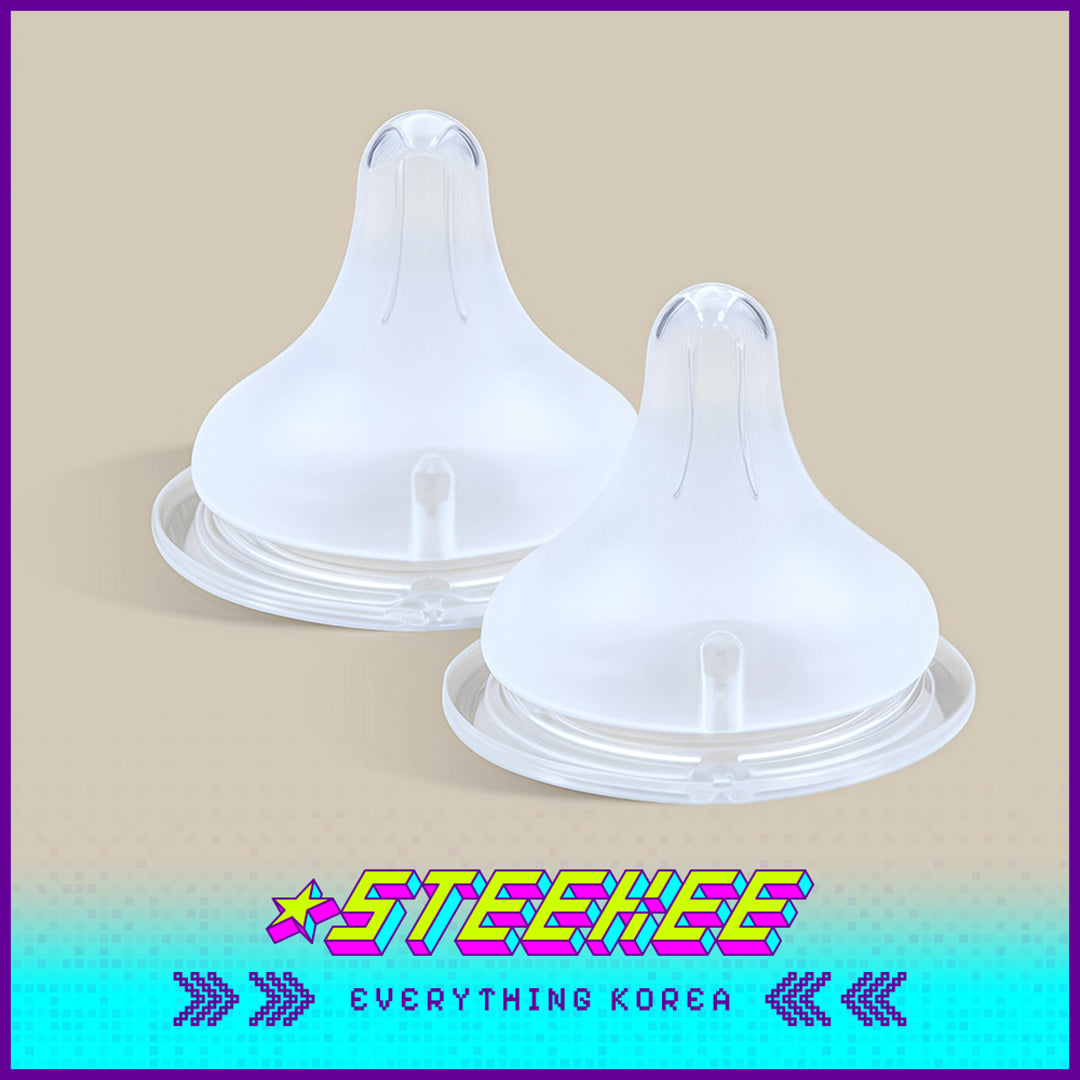 Hibee Food Grade Soft Silicone Baby Kids Pacifier Feeding Bottle Nipple Replacement Set of 2 by Steekee Korea 4323