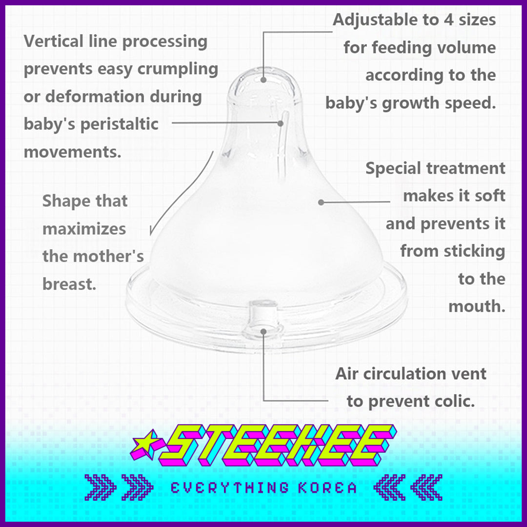 Hibee Food Grade Soft Silicone Baby Kids Pacifier Feeding Bottle Nipple Replacement Set of 2 by Steekee Korea 4323