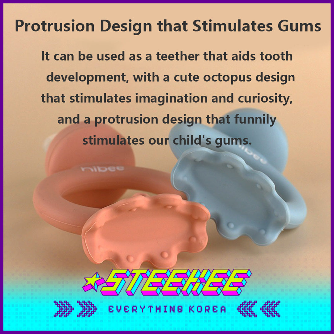 Hibee Octopus Food Grade Baby Kids Silicone Fruit Juice Teether Chewing Toy Nipple Pacifier Feeder by Steekee Korea 4326