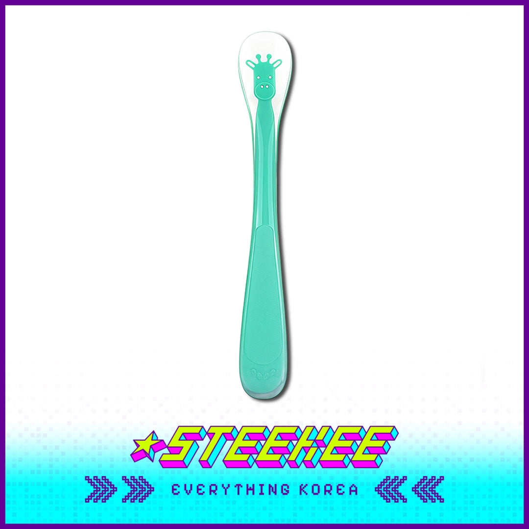 Hibee Animals Cute Soft Silicone Baby Infant Food Feeding Straight Curved Spoon Tableware by Steekee Korea 4327
