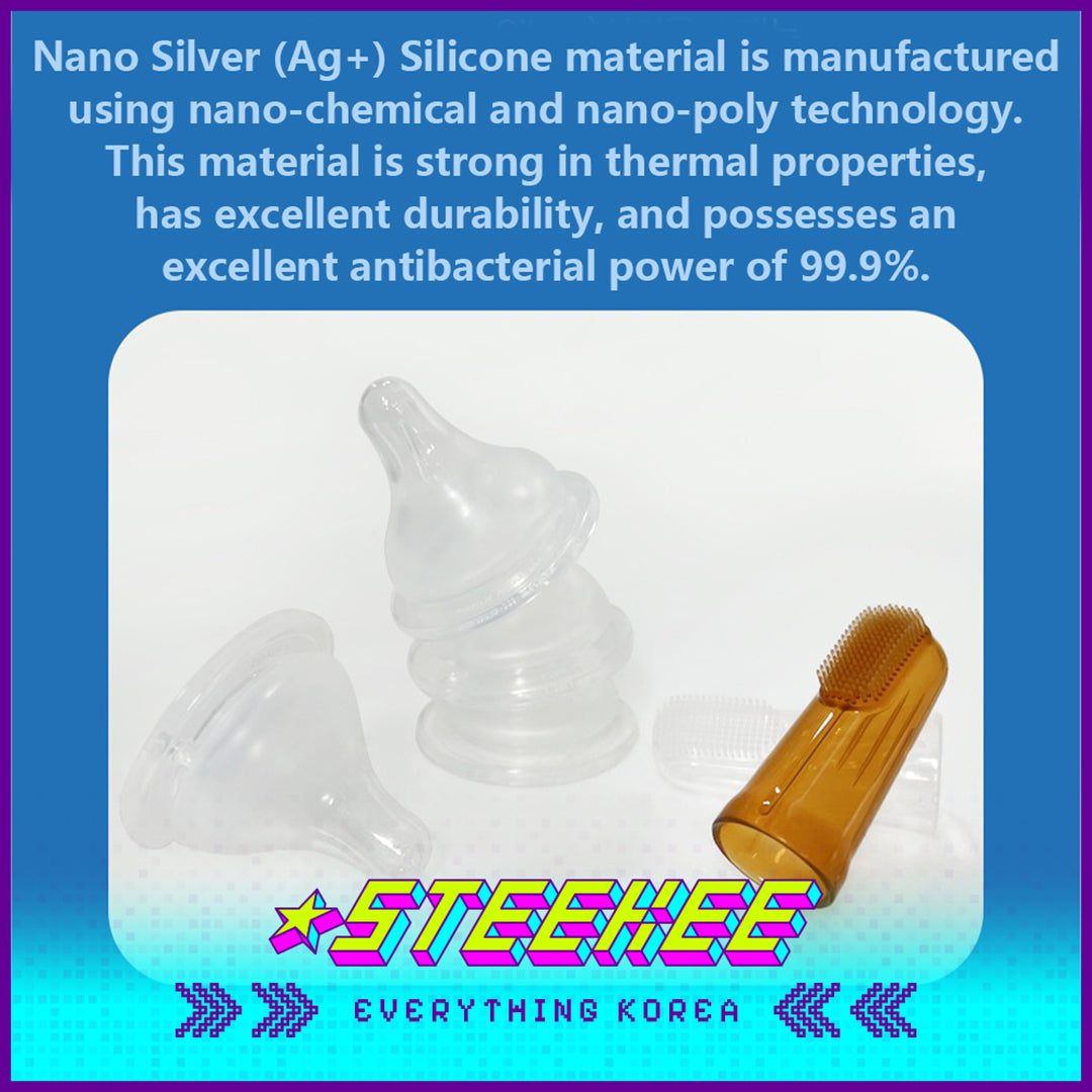 Hibee Infant Baby Nano Silver Silicone Durable Safe Finger Toothbrush Oral Cleaner with Case by Steekee Korea 4331