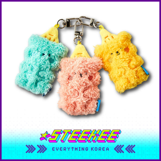 BUTTER SHOP糖浆熊毛绒钥匙扣挂饰3件套闪奇韩国4332