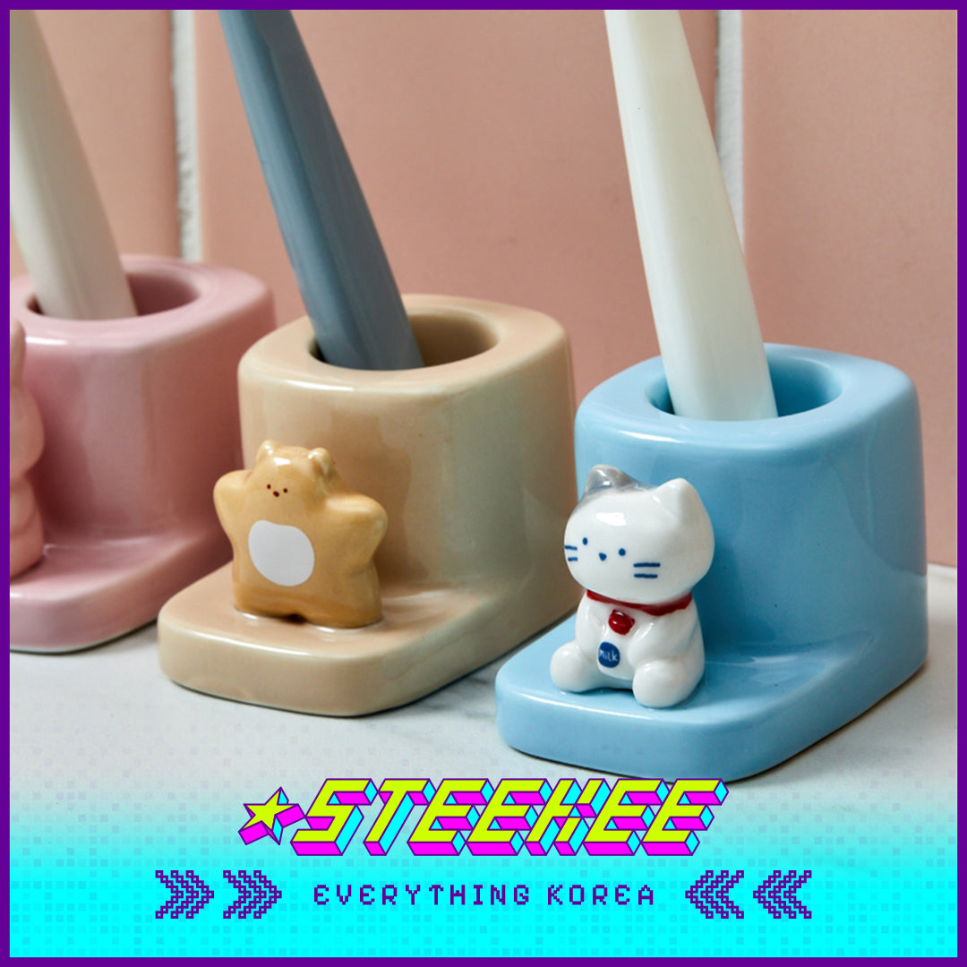 BUTTER SHOP可爱动物造型陶瓷牙刷架闪奇韩国4336