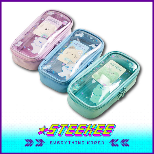 BUTTER SHOP马克龙色大容量透明笔袋闪奇韩国4342