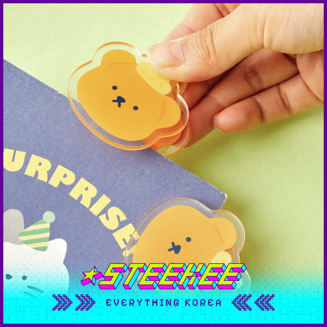BUTTER SHOP Butter Family Cute Acrylic Storage Note Clip Stationary Set of 2 by Steekee Korea 4346