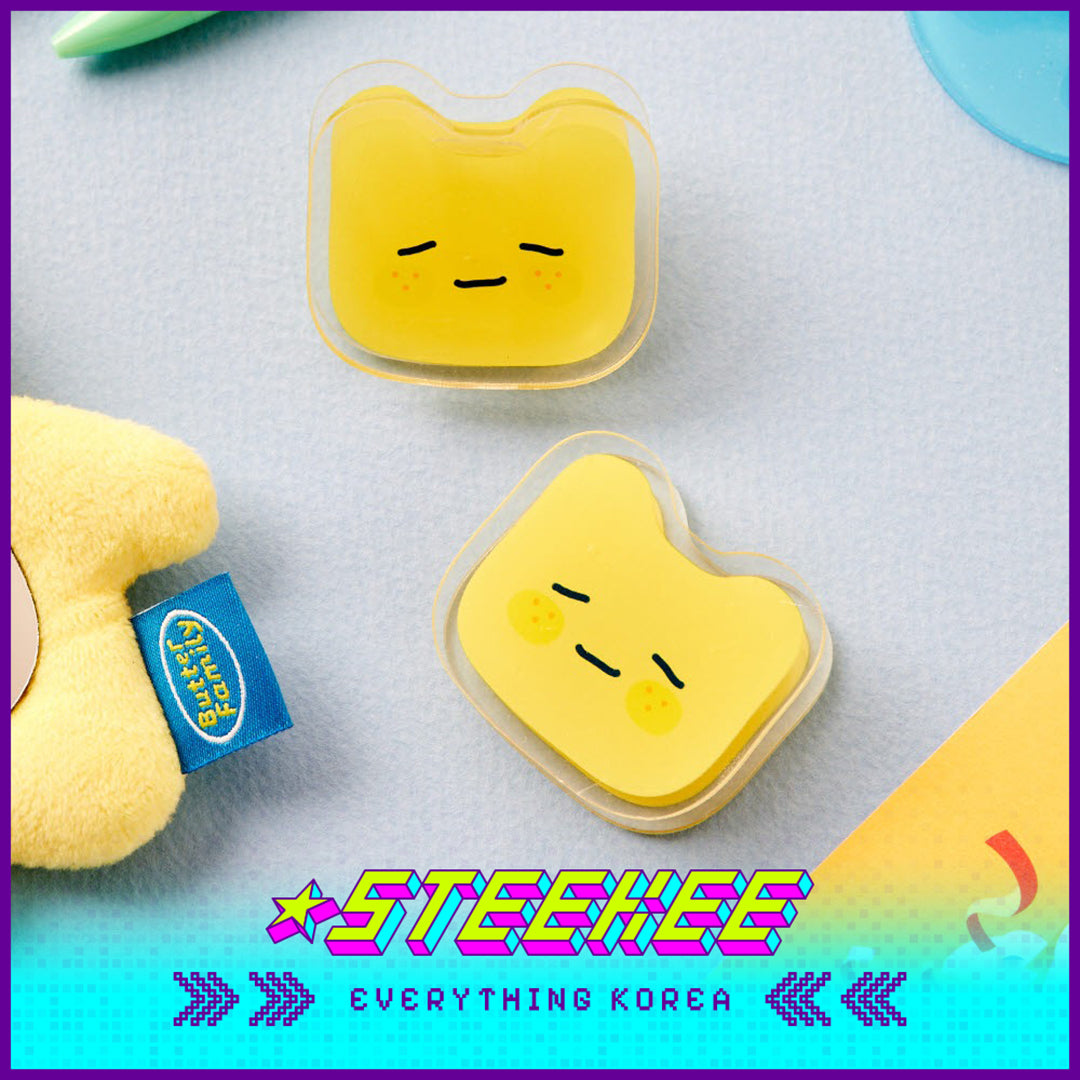 BUTTER SHOP Butter Family Cute Acrylic Storage Note Clip Stationary Set of 2 by Steekee Korea 4346