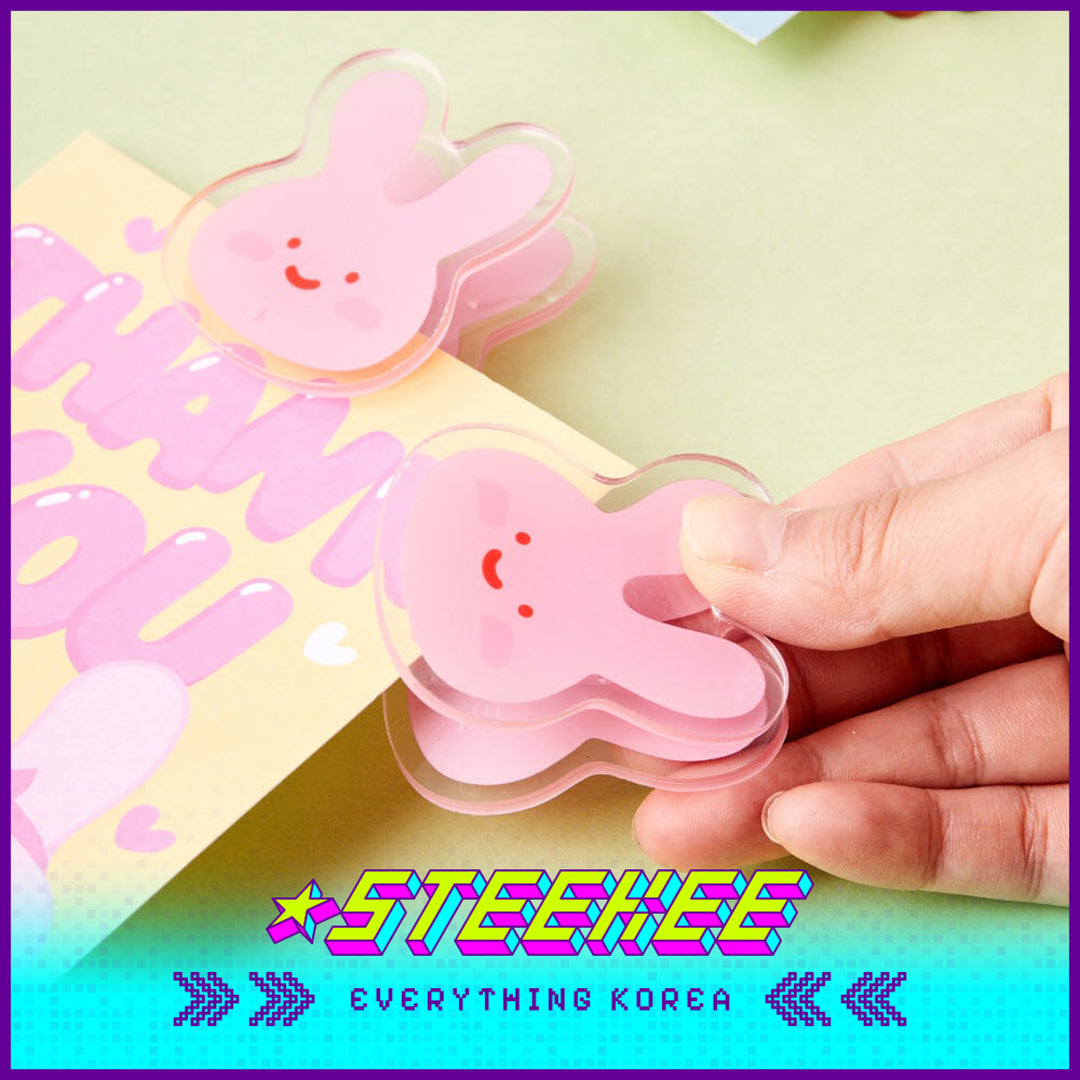 BUTTER SHOP Butter Family Cute Acrylic Storage Note Clip Stationary Set of 2 by Steekee Korea 4346