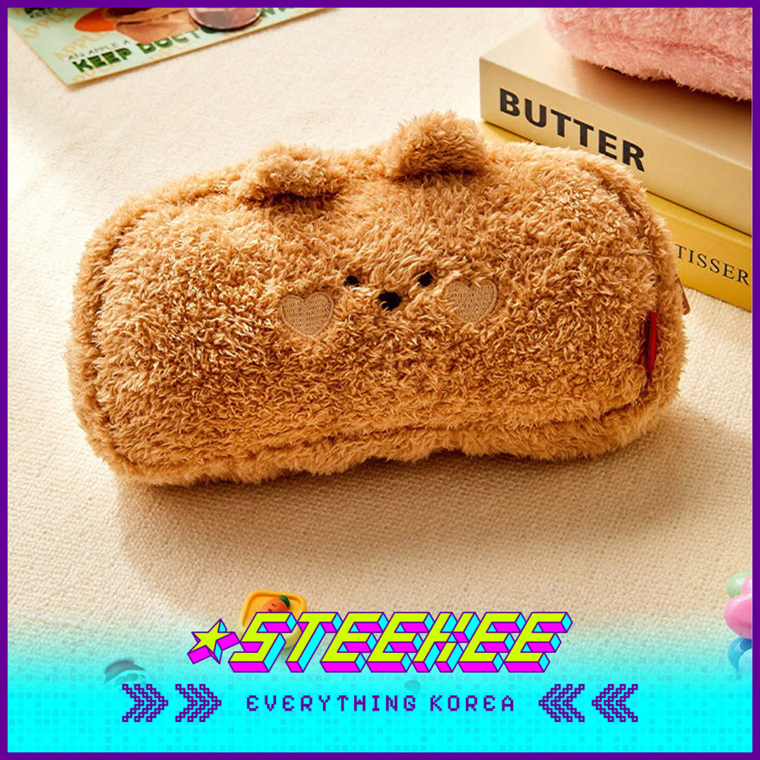 BUTTER SHOP Butter Bear Cute Plush Large Capacity Pencil Case Stationery Storage Bag by Steekee Korea 4347