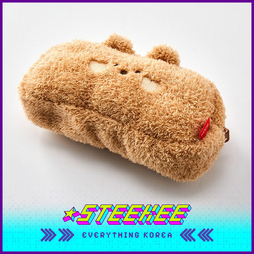 BUTTER SHOP Butter Bear Cute Plush Large Capacity Pencil Case Stationery Storage Bag by Steekee Korea 4347
