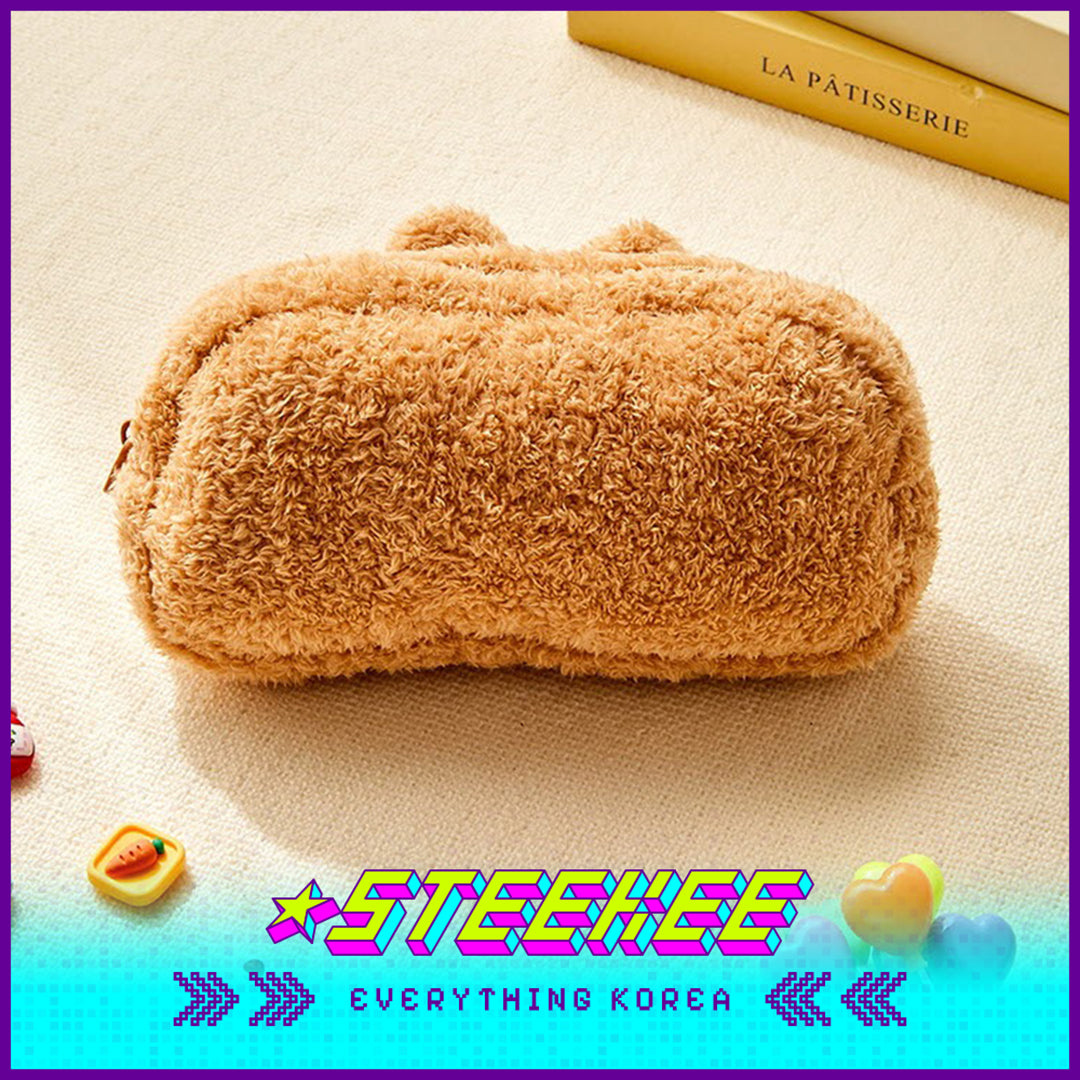 BUTTER SHOP Butter Bear Cute Plush Large Capacity Pencil Case Stationery Storage Bag by Steekee Korea 4347