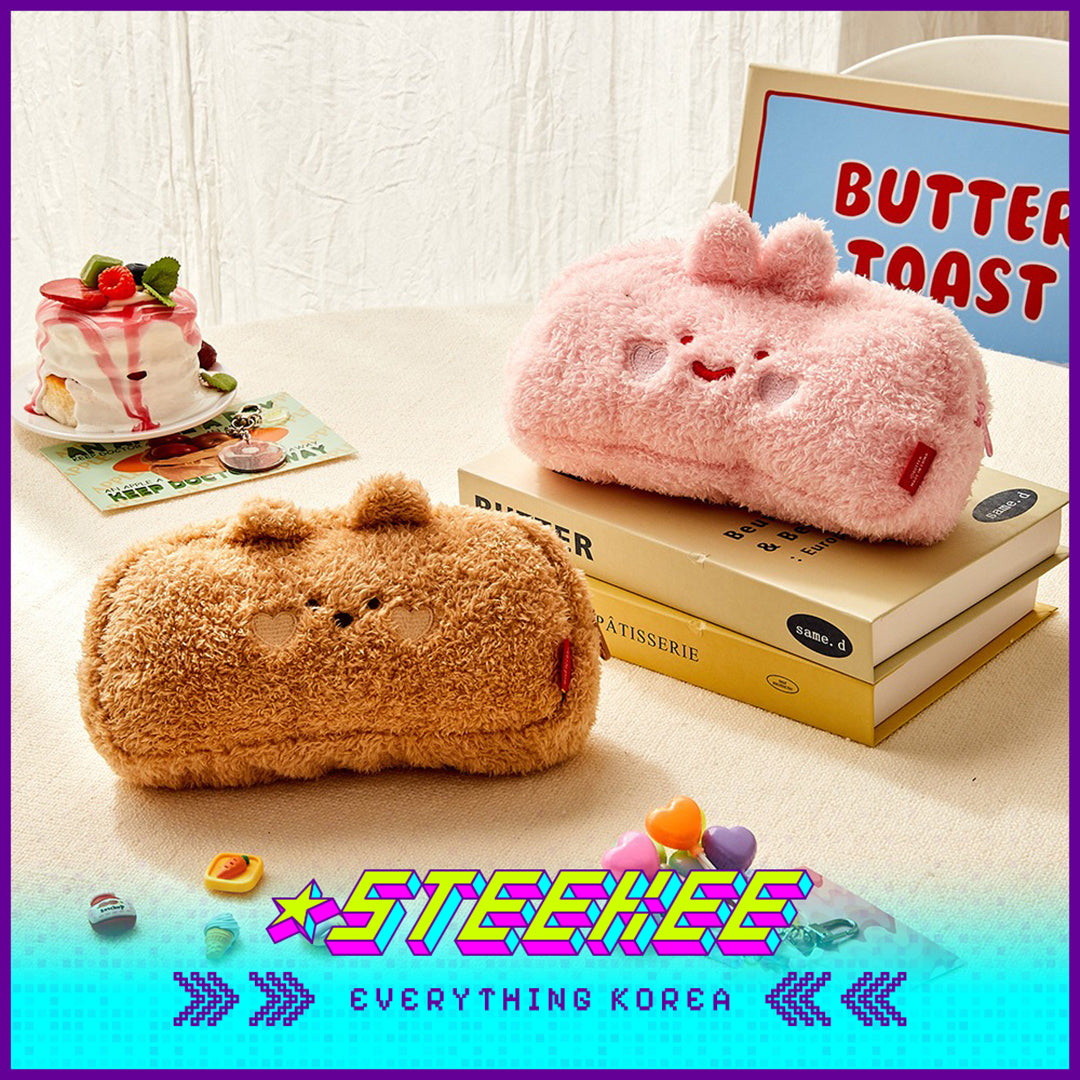 BUTTER SHOP Butter Bear Cute Plush Large Capacity Pencil Case Stationery Storage Bag by Steekee Korea 4347