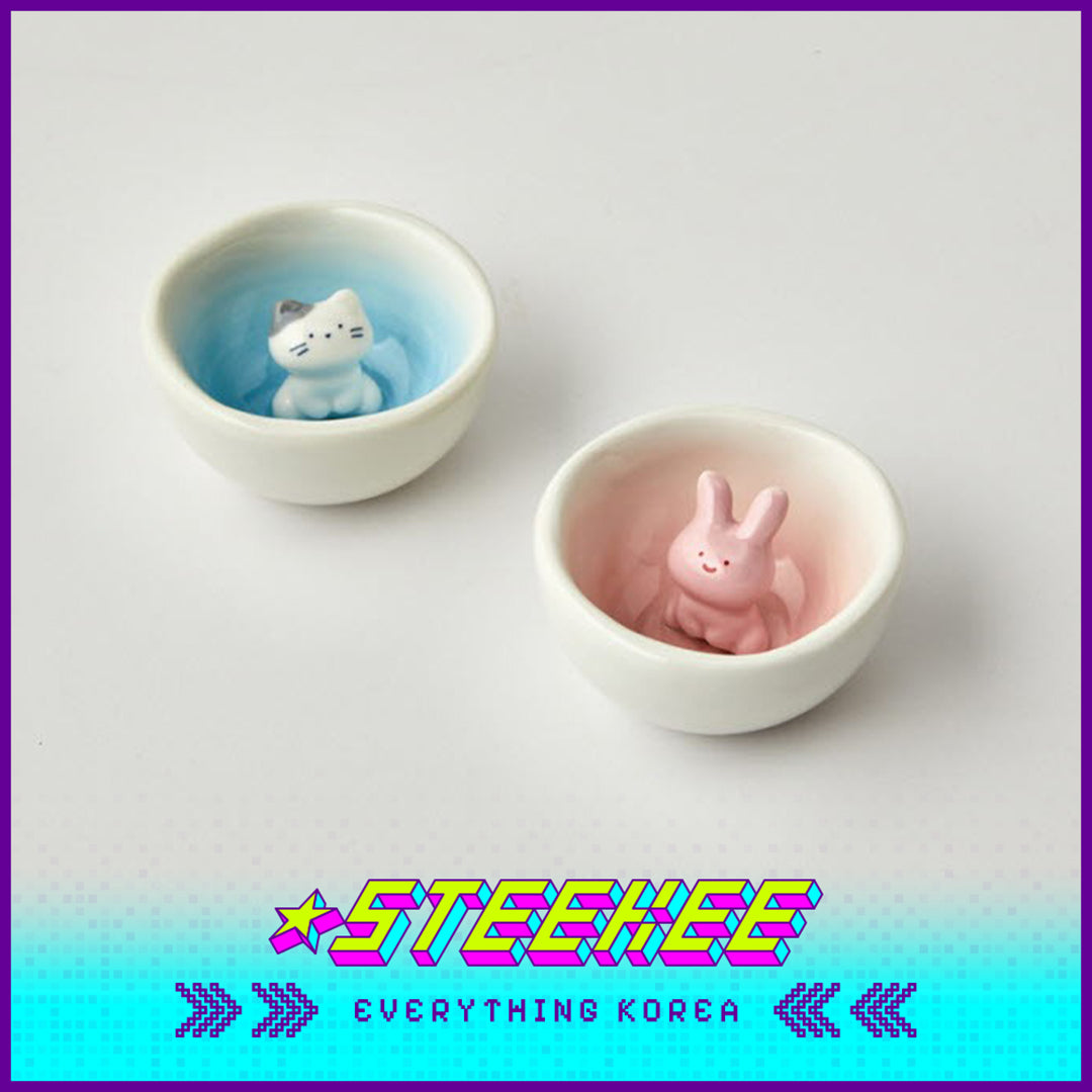 BUTTER SHOP Butter Family Milkcat Scrabbit Ceramic Tea Cup Gift Box Set of 2 by Steekee Korea 4349