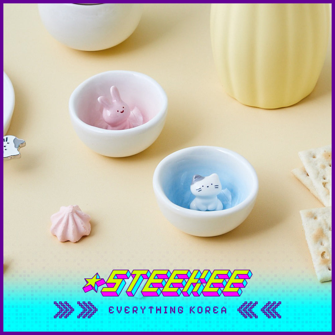 BUTTER SHOP Butter Family Milkcat Scrabbit Ceramic Tea Cup Gift Box Set of 2 by Steekee Korea 4349