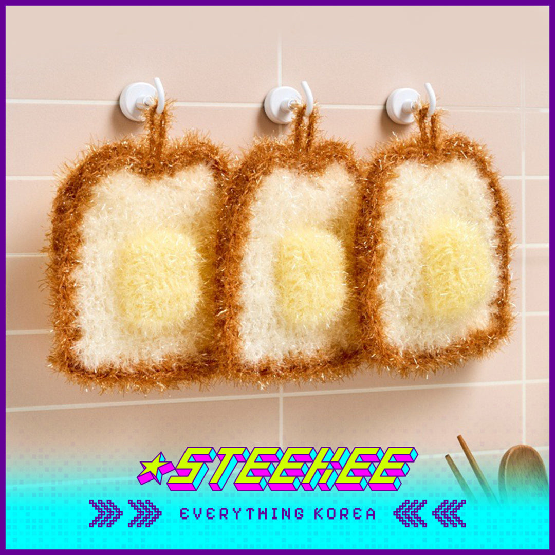 BUTTER SHOP Butter Family Handmade Clover Bread Shaped Rags Dish Cloths Scrubber Set of 3 by Steekee Korea 4350