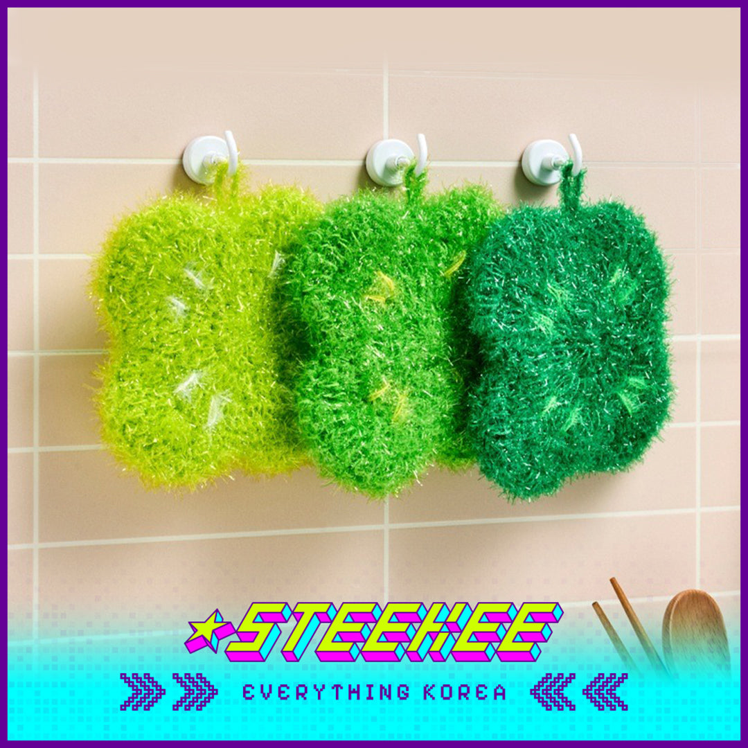BUTTER SHOP Butter Family Handmade Clover Bread Shaped Rags Dish Cloths Scrubber Set of 3 by Steekee Korea 4350