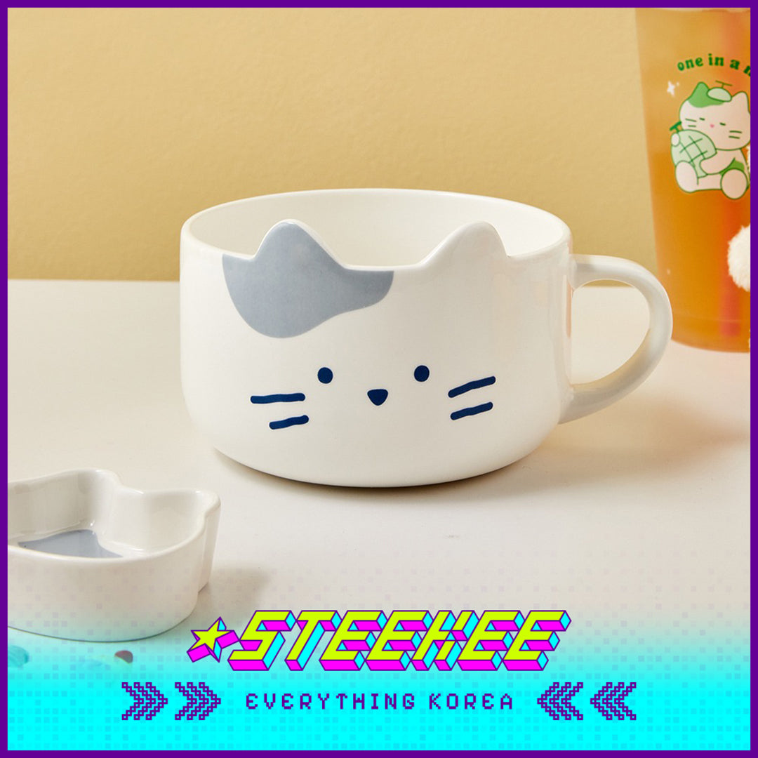 BUTTER SHOP Butter Family Milkcat Butter Bear Ceramic Breakfast Cereal Bowl Tableware with Handle by Steekee Korea 4352