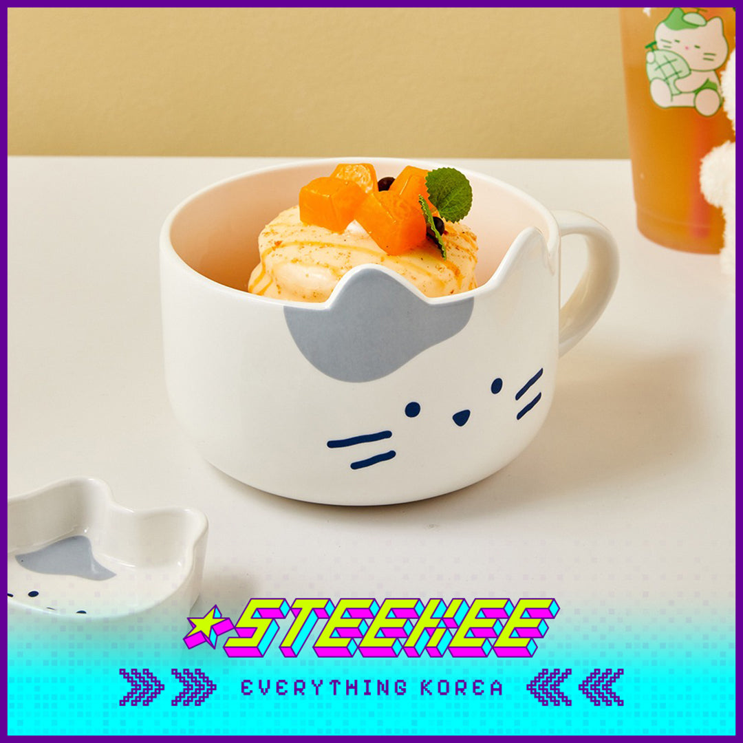BUTTER SHOP Butter Family Milkcat Butter Bear Ceramic Breakfast Cereal Bowl Tableware with Handle by Steekee Korea 4352