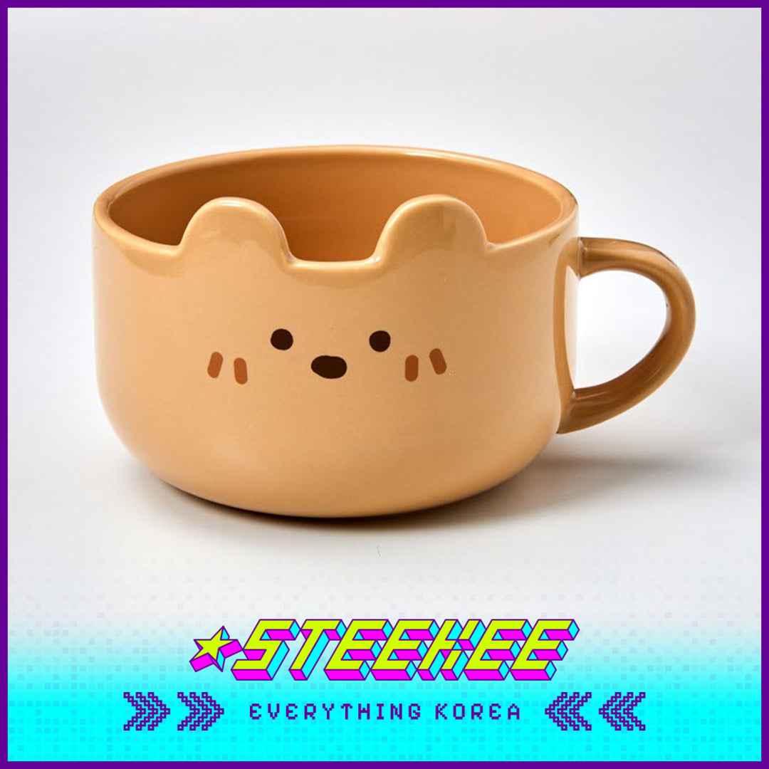 BUTTER SHOP Butter Family Milkcat Butter Bear Ceramic Breakfast Cereal Bowl Tableware with Handle by Steekee Korea 4352