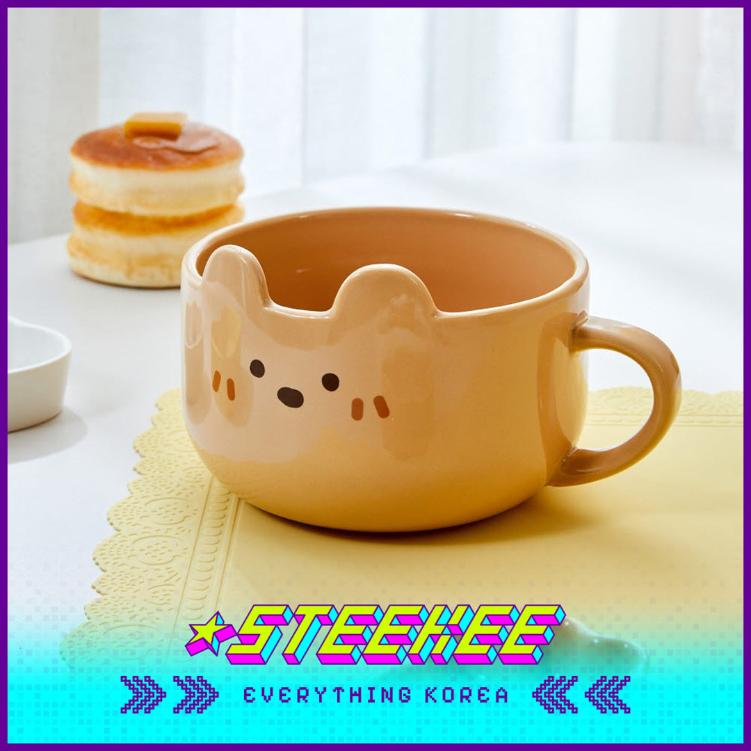 BUTTER SHOP Butter Family Milkcat Butter Bear Ceramic Breakfast Cereal Bowl Tableware with Handle by Steekee Korea 4352