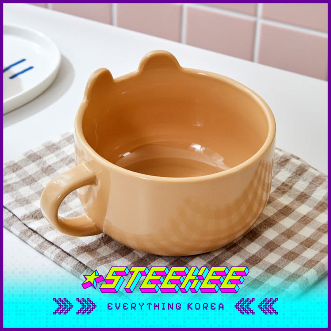 BUTTER SHOP Butter Family Milkcat Butter Bear Ceramic Breakfast Cereal Bowl Tableware with Handle by Steekee Korea 4352