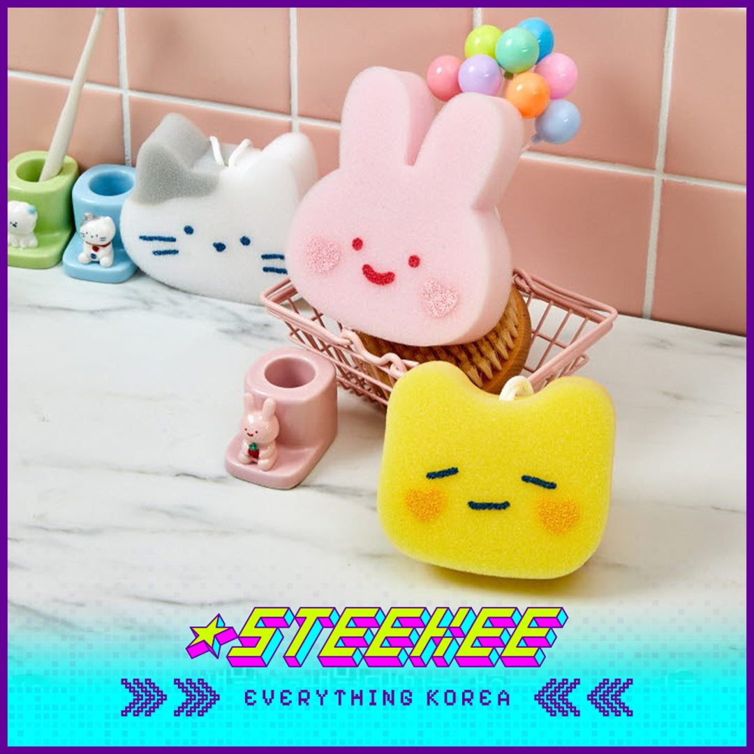 BUTTER SHOP Butter Family Cute Cleaning Bath Foaming Sponge Set of 3 by Steekee Korea 4356