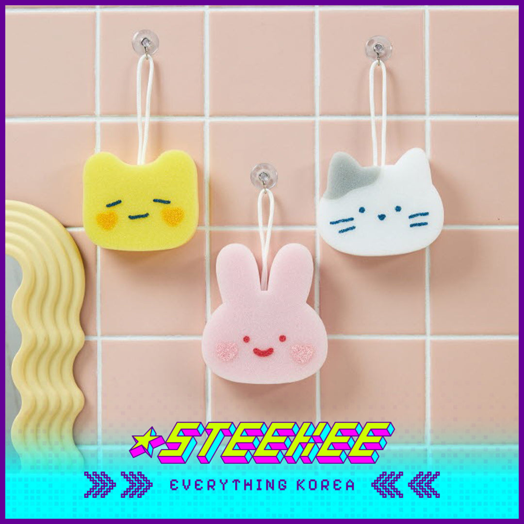 BUTTER SHOP Butter Family Cute Cleaning Bath Foaming Sponge Set of 3 by Steekee Korea 4356