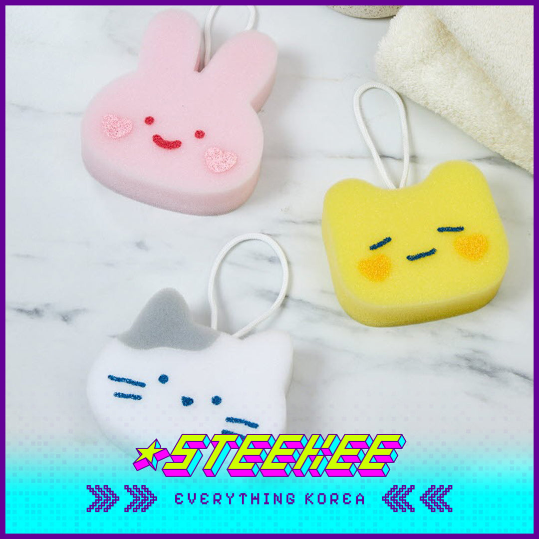 BUTTER SHOP Butter Family Cute Cleaning Bath Foaming Sponge Set of 3 by Steekee Korea 4356