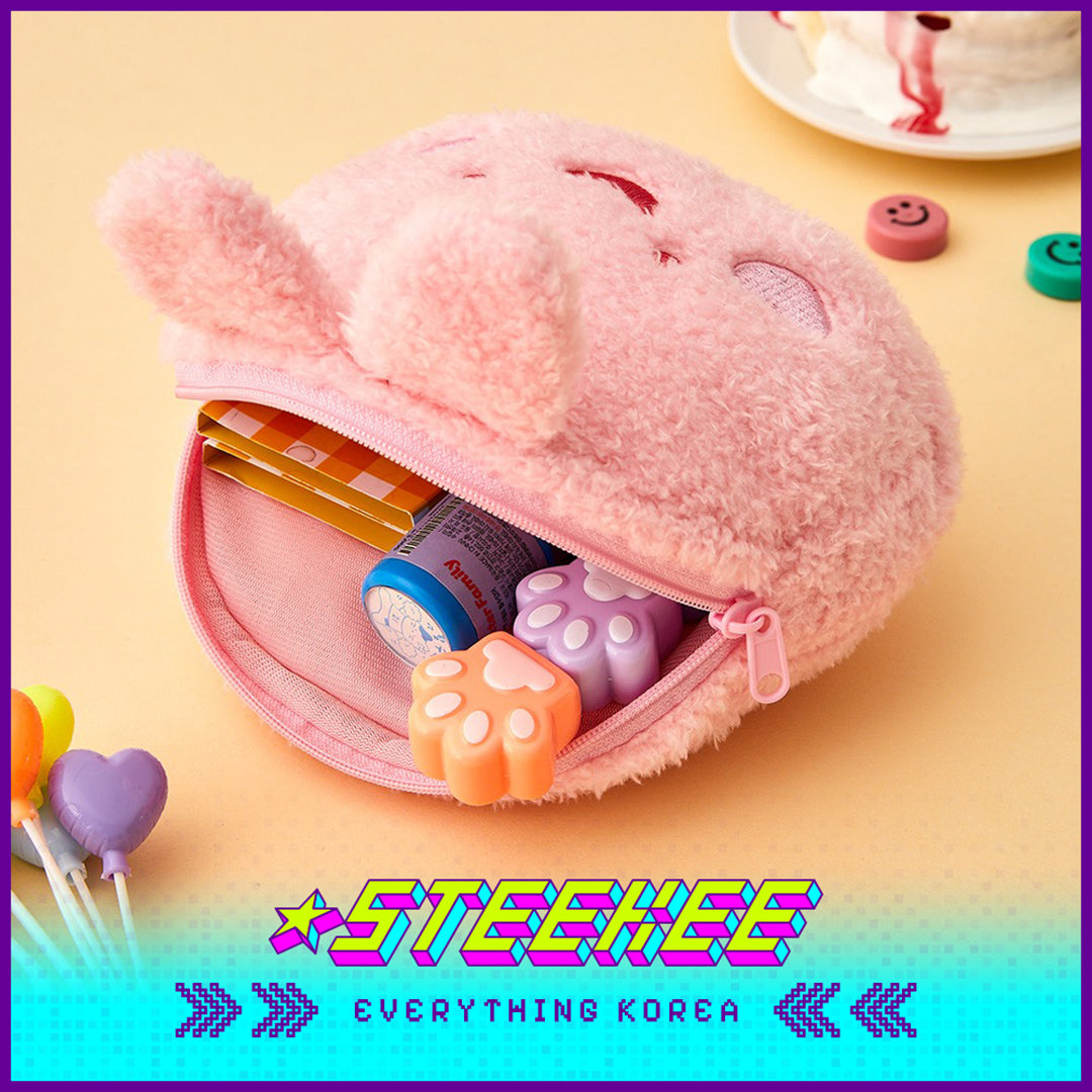 BUTTER SHOP Butter Family Doll Plush Coin Purse Cosmetic Bag Storage Face Pouch by Steekee Korea 4364