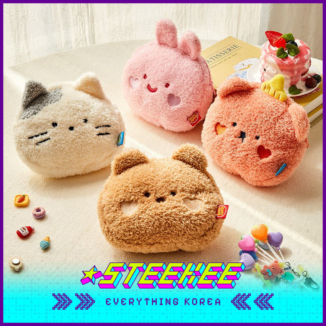 BUTTER SHOP Butter Family Doll Plush Coin Purse Cosmetic Bag Storage Face Pouch by Steekee Korea 4364