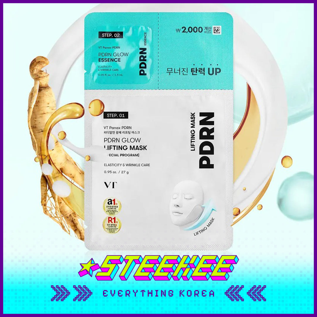 Daiso VT PDRN Glow Lifting Mask 27g with Glow Essence 1.5ml by Steekee Korea 4384