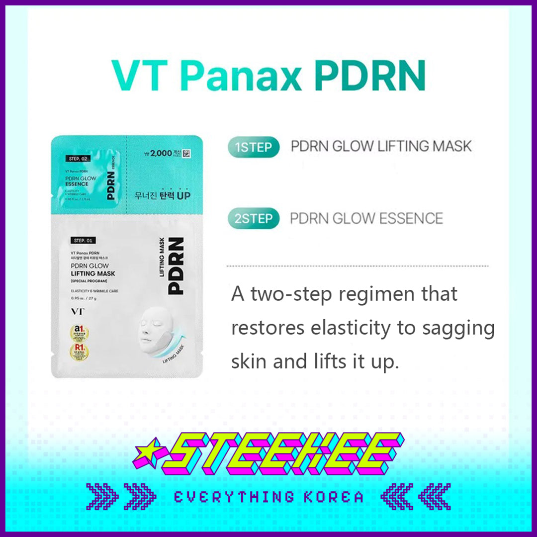 Daiso VT PDRN Glow Lifting Mask 27g with Glow Essence 1.5ml by Steekee Korea 4384