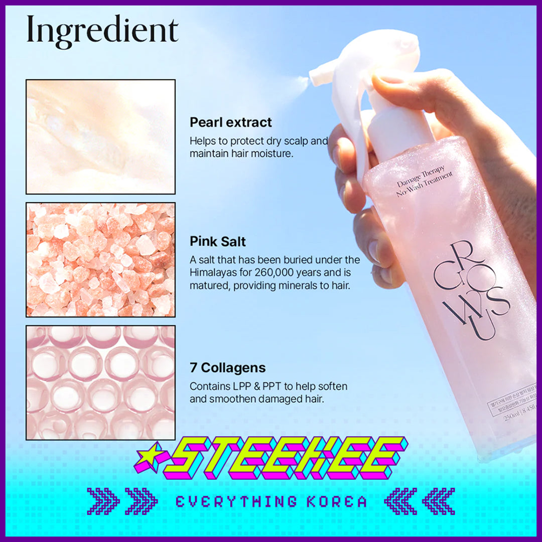 GROWUS No-Wash Damage Repair Improvement Frizzy Treatment Hair Conditioner Spray 250ml by Steekee Korea 4387