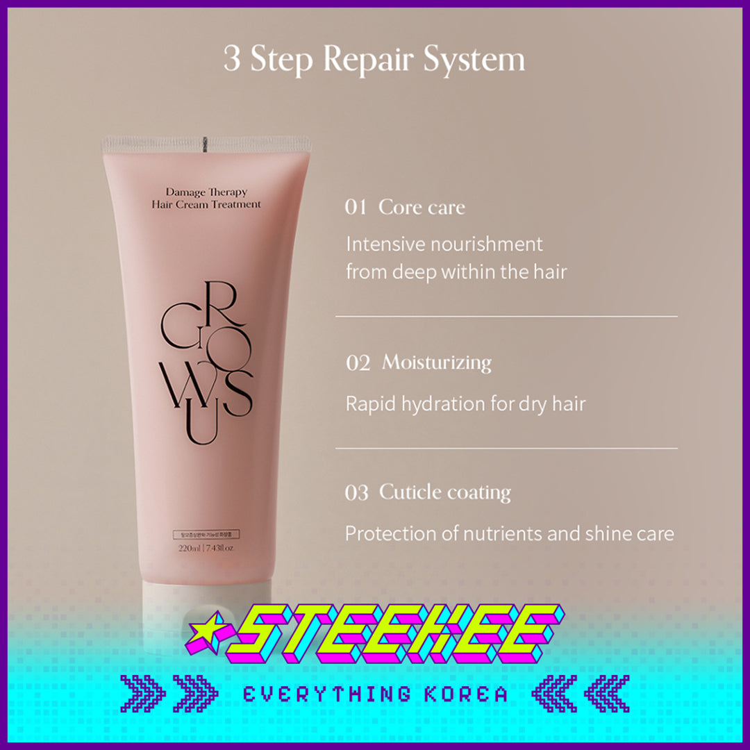 GROWUS Damage Therapy Repair Split End Hair Cream Treatment Conditioner 220g by Steekee Korea 4388