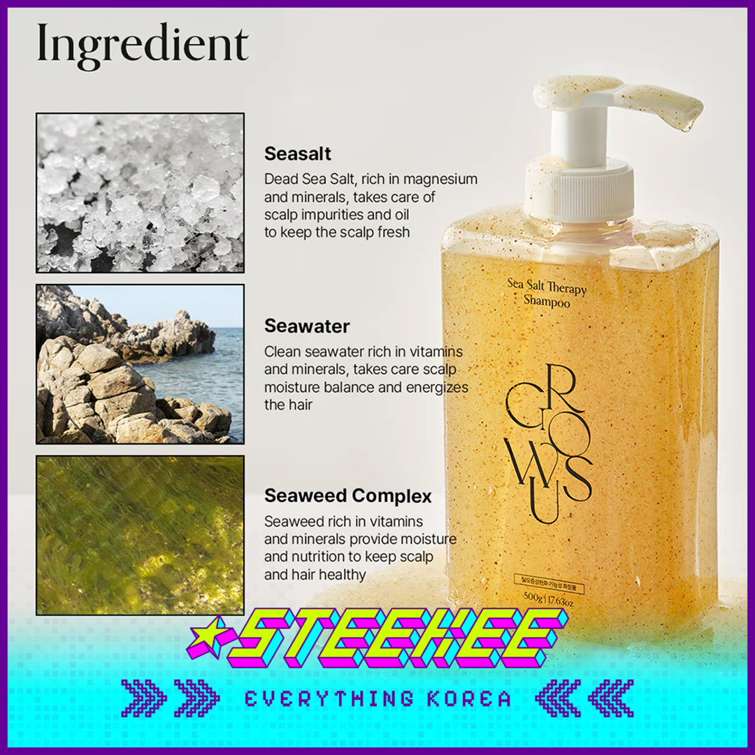 GROWUS Sea Salt Mineral Deep Cleansing Oil Control Tough Hair Shampoo 500g by Steekee Korea 4391