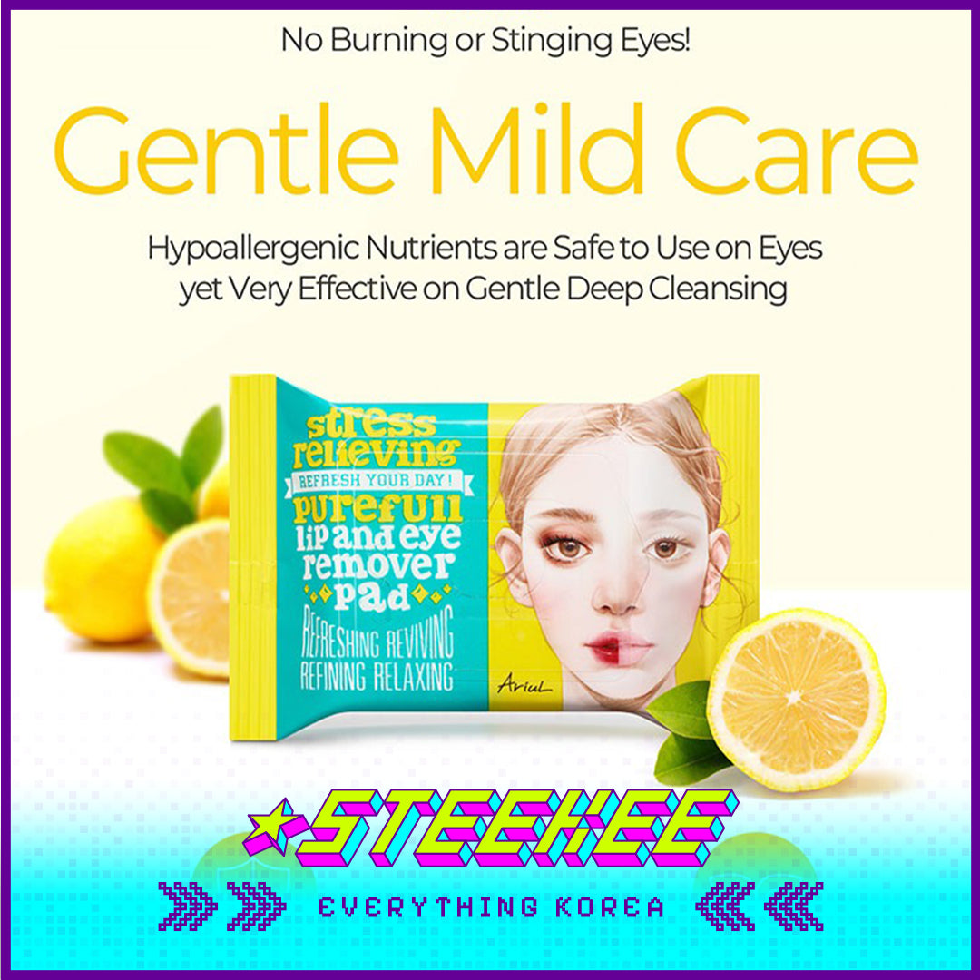 Ariul Stress Relieving Purefull Lip and Eye Remover Pad Set of 3 by Steekee Korea 4457