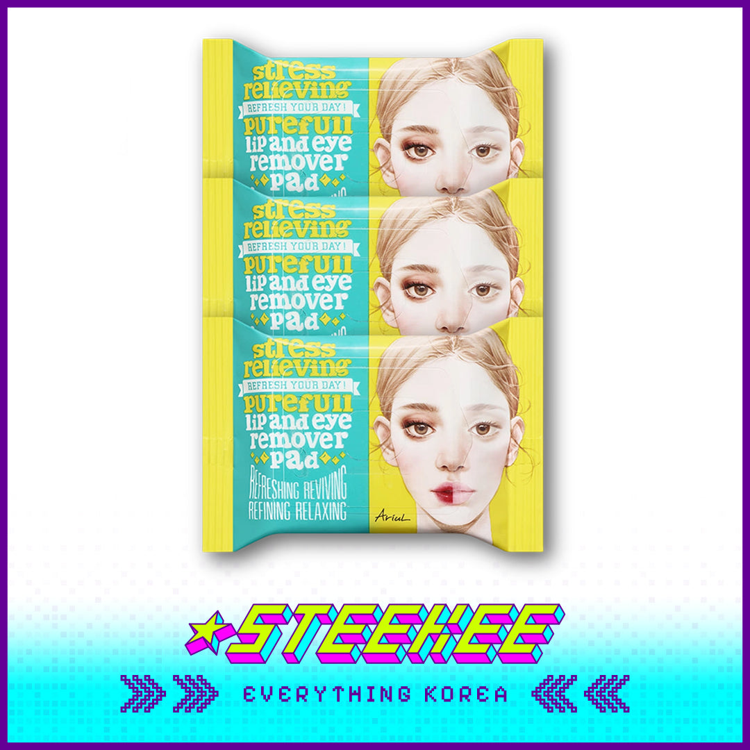 Ariul Stress Relieving Purefull Lip and Eye Remover Pad Set of 3 by Steekee Korea 4457