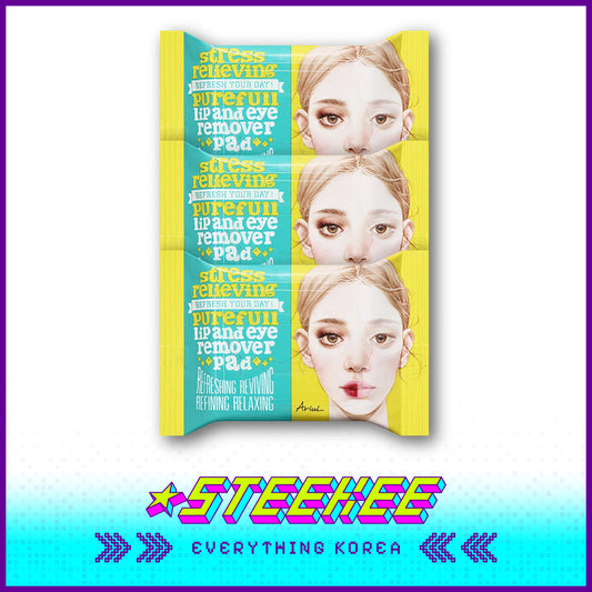 Ariul Stress Relieving Purefull Lip and Eye Remover Pad Set of 3 by Steekee Korea 4457