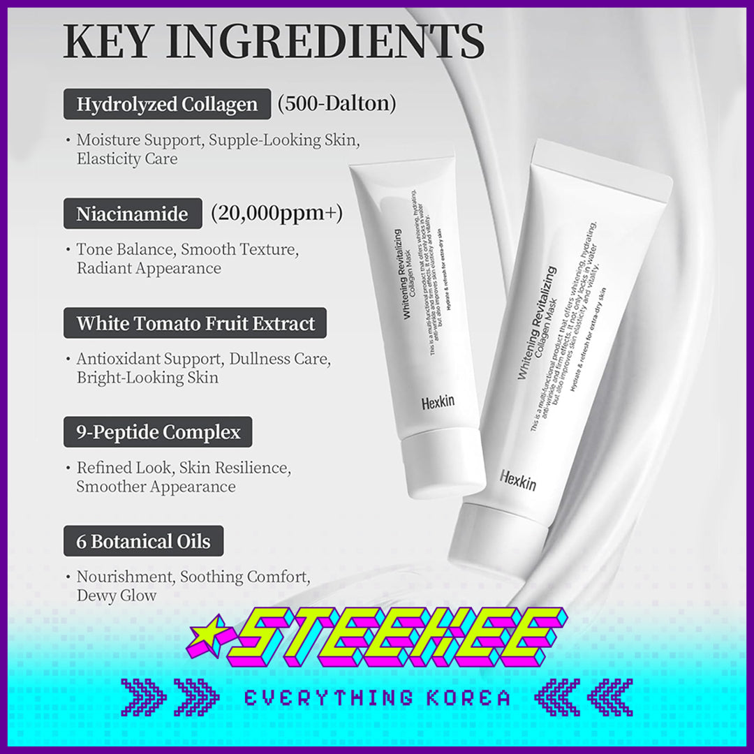 Hexkin Brightening Revitalizing Firming Anti-Wrinkle Collagen Mask 65g by Steekee Korea 4471