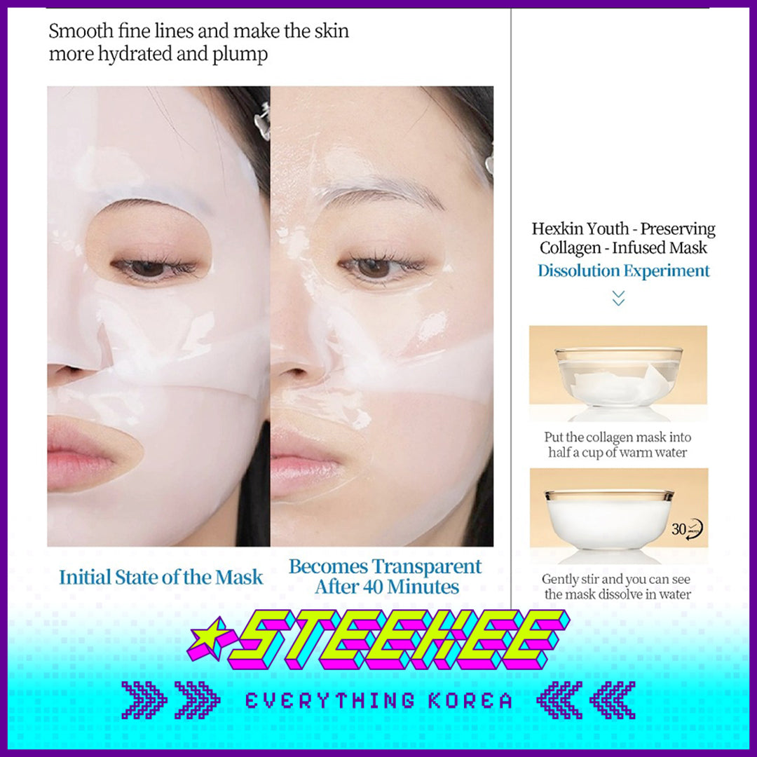 Hexkin Revitalizing Collagen Moisturizing Firming Anti-Wrinkle Mask 125g Set of 5 by Steekee Korea 4474