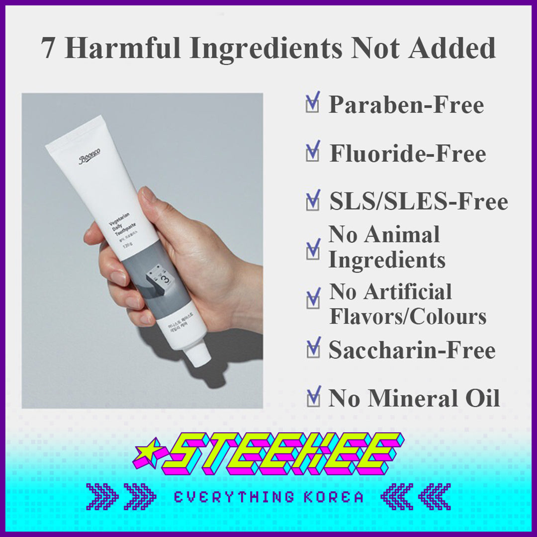 Boonco Vegan Coconut Natural Mint Fresh Fluoride-Free Honest Toothpaste 120g Set of 3 by Steekee Korea 4543