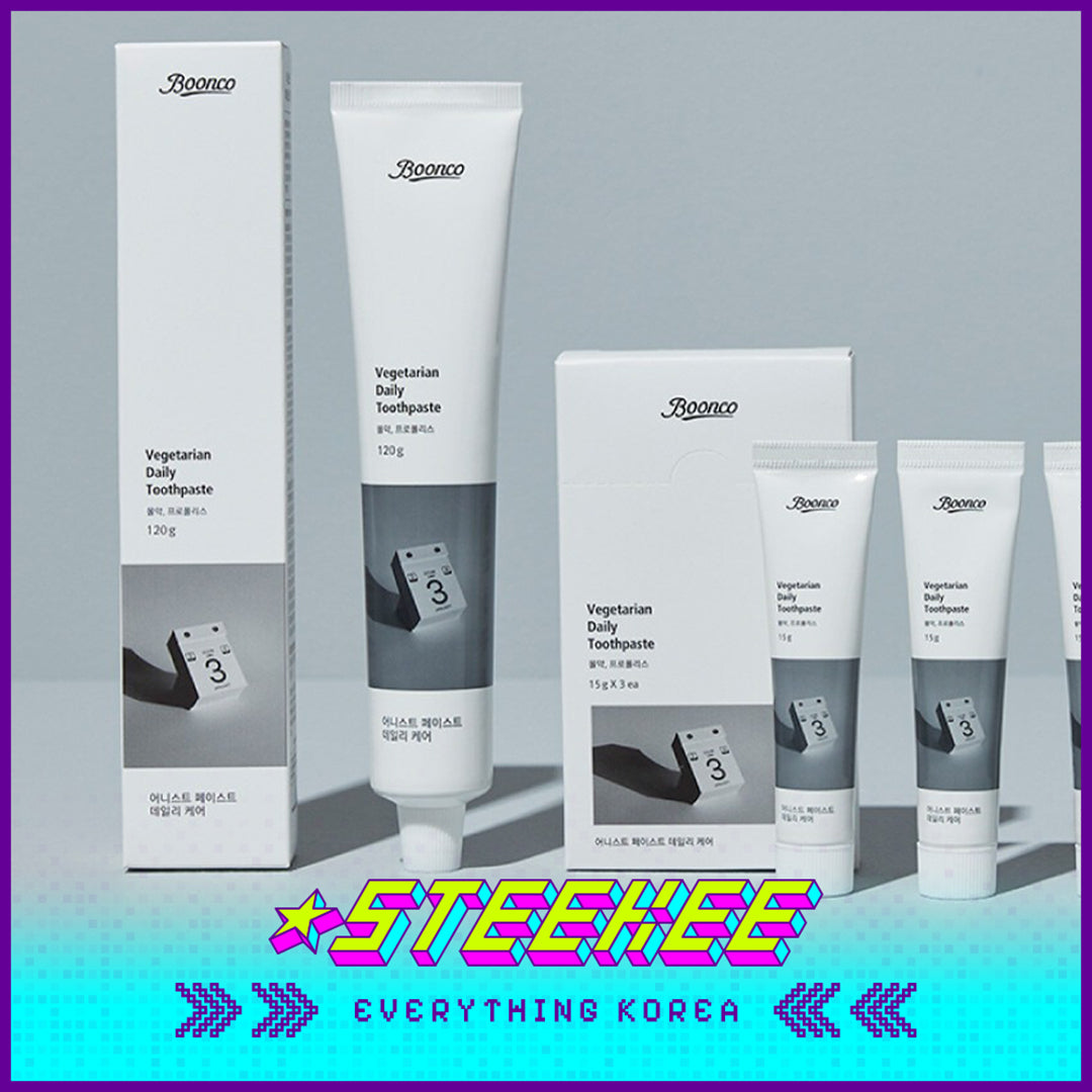 Boonco Vegan Coconut Natural Mint Fresh Fluoride-Free Honest Toothpaste 120g Set of 3 by Steekee Korea 4543