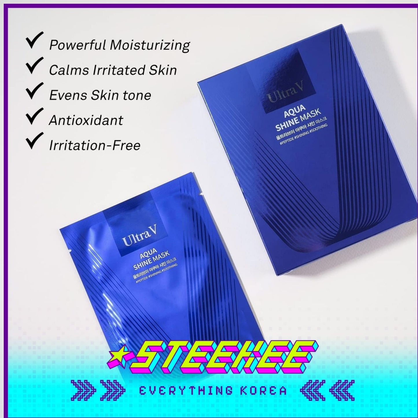 UltraV Aqua Shine Mask 25ml 10 Sheets by Steekee Korea 4593