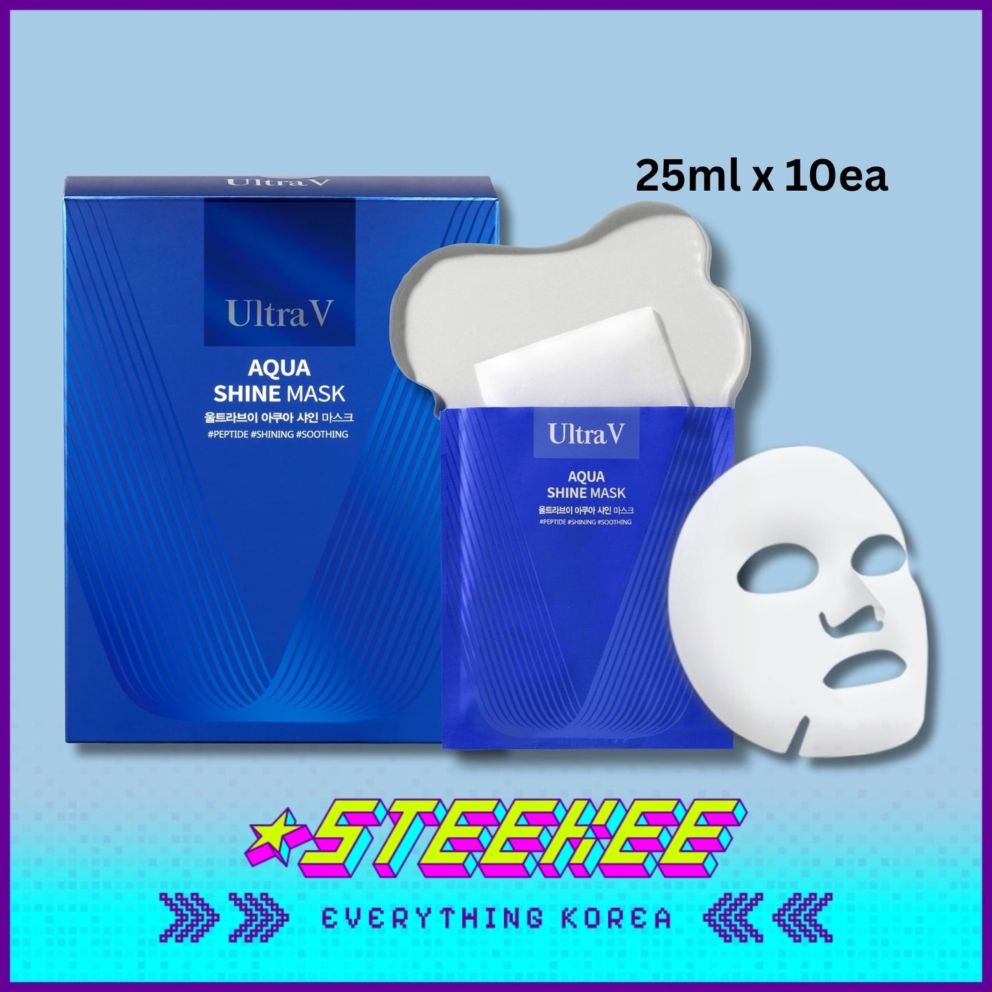 UltraV Aqua Shine Mask 25ml 10 Sheets by Steekee Korea 4593