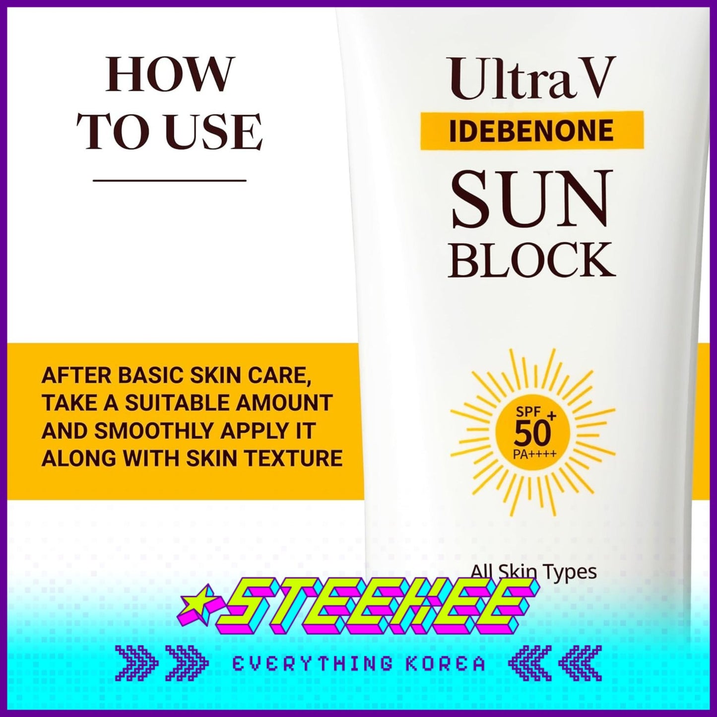 UltraV Idebenone Shield Sun Block 50g SPF50+ PA++++ by Steekee Korea 4594