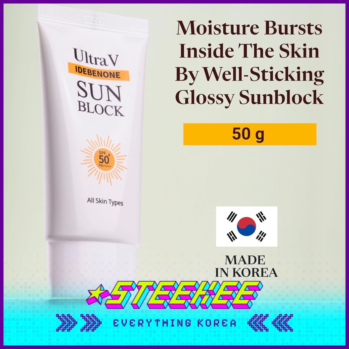 UltraV Idebenone Shield Sun Block 50g SPF50+ PA++++ by Steekee Korea 4594