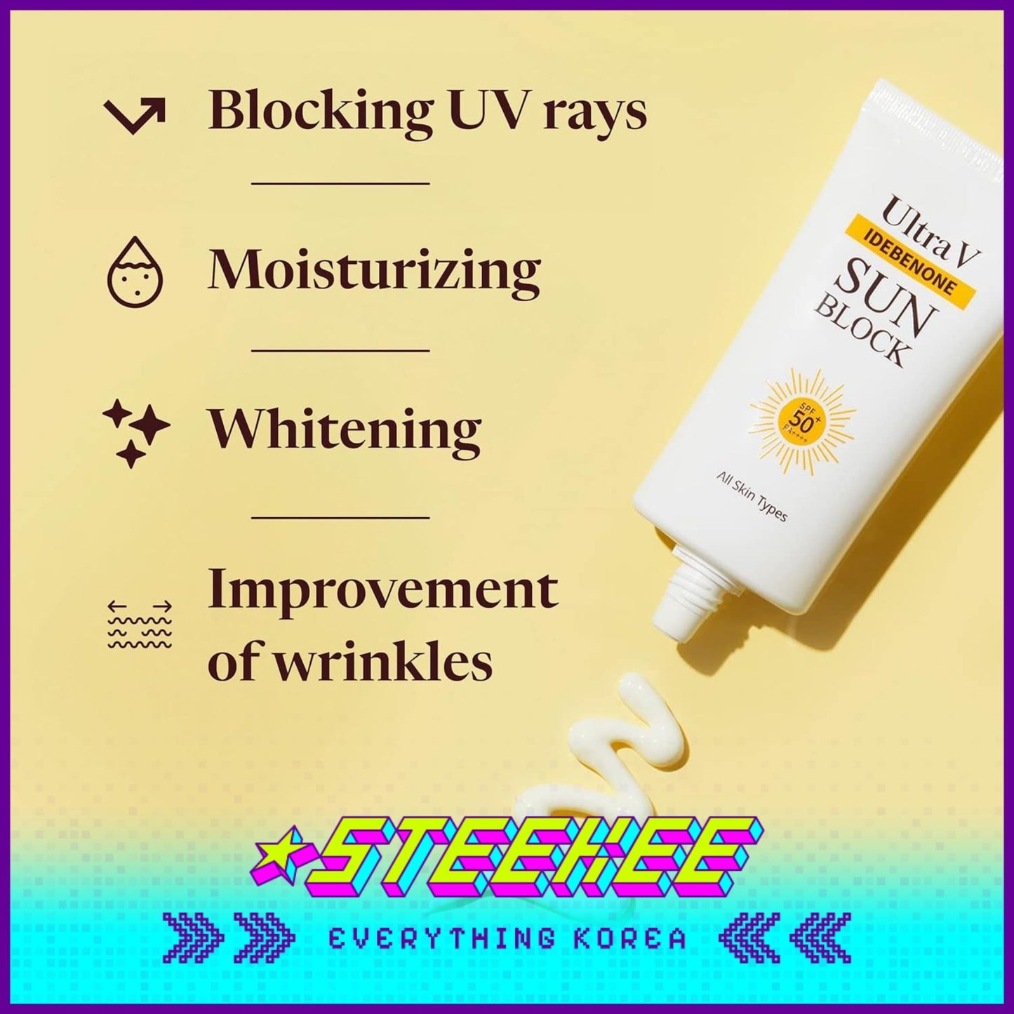 UltraV Idebenone Shield Sun Block 50g SPF50+ PA++++ by Steekee Korea 4594