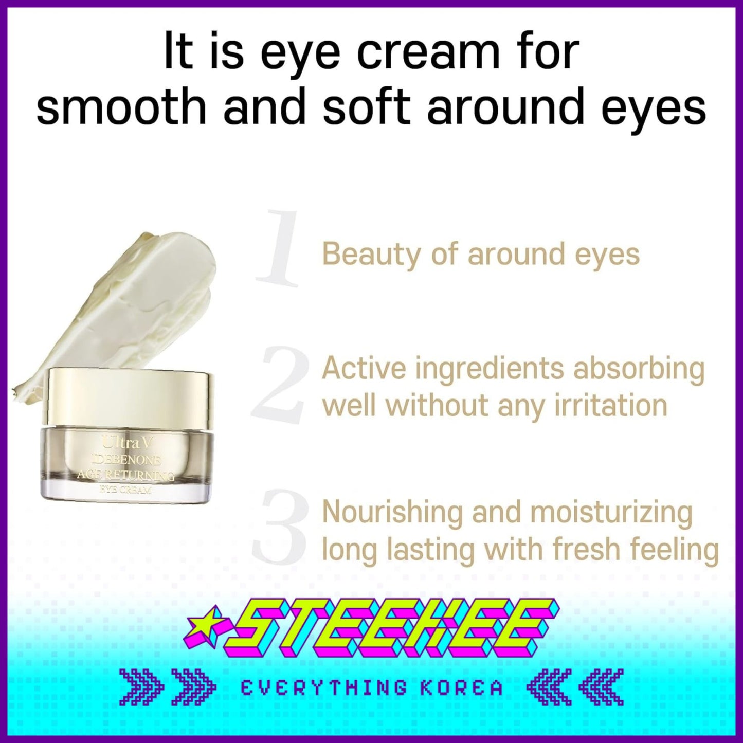 UltraV Idebenone Age-Returning Eye Cream 30ml by Steekee Korea 4595