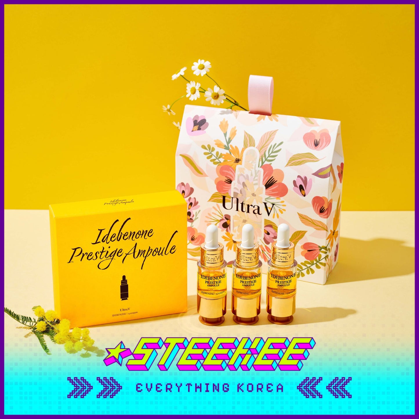 UltraV Idebenone Prestige Ampoule 10ml Gift Set of 3 Vials by Steekee Korea 4598