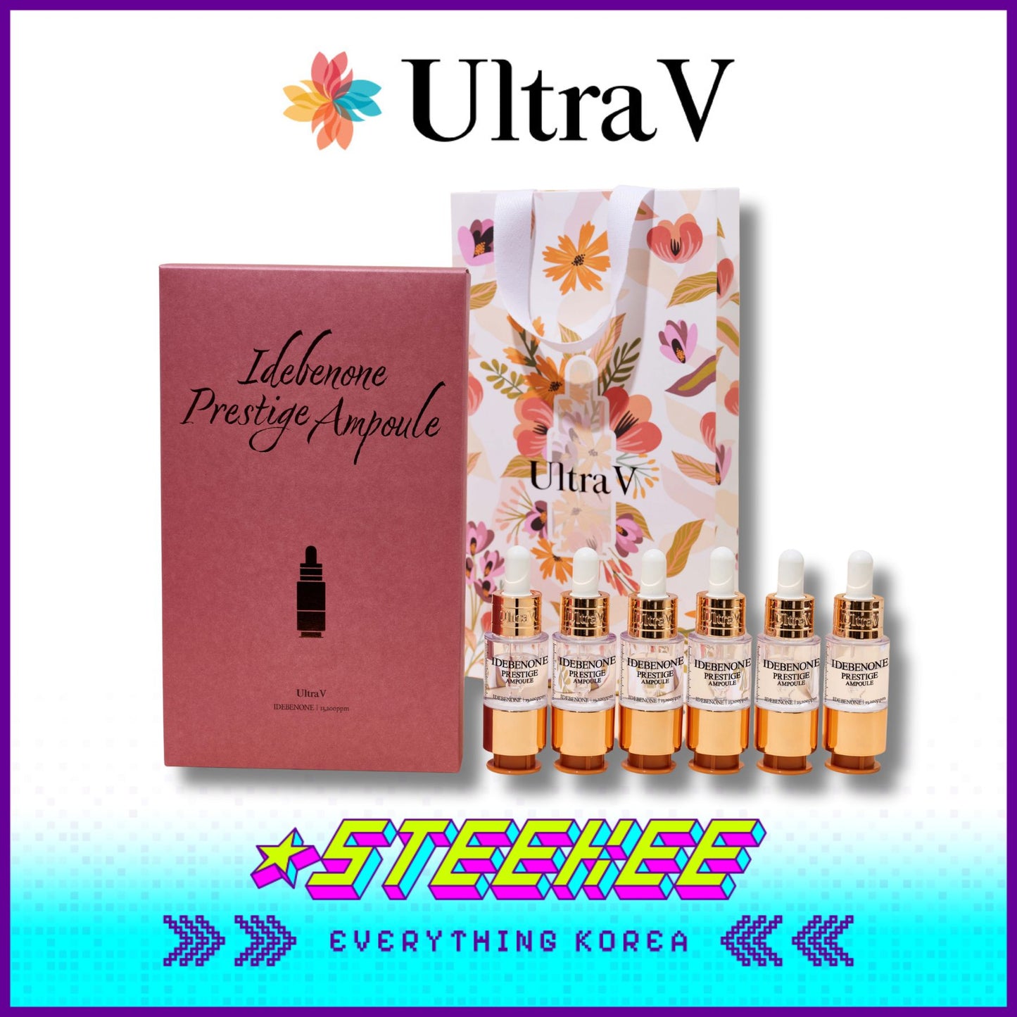 UltraV Idebenone Prestige Ampoule 10ml Gift Set of 6 Vials by Steekee Korea 4599